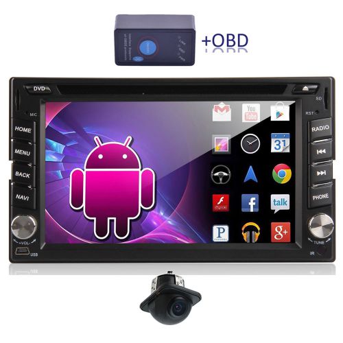 Universal 2din car stereo gps navi dvd obd2 radio ipod android 4.4 system+camera