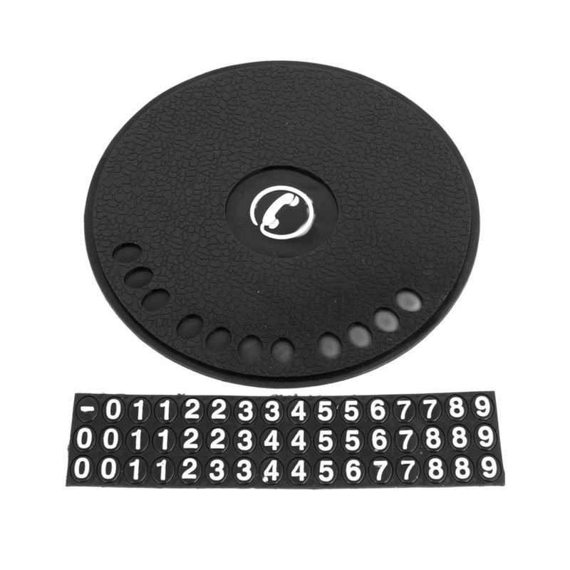 Car temporary parking card telephone number round non slip pad mat black