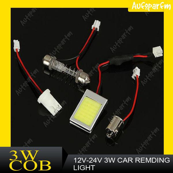 1 x 3w 12v t10 cob chip led dome festoon lamp white light panel interior adapter