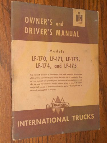 1951 ih / international truck owner&#039;s manual/ nice original r170-r175 series!!!