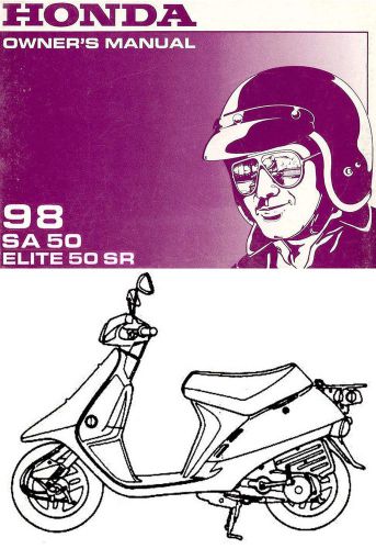 1998 honda sa50 elite 50 sr motor scooter owners manual -sa 50-elite 50 sr