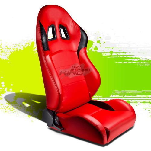 2 x type-r red pvc leather jdm sports racing seats+adjustable sliders right side