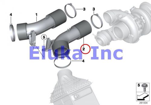 Bmw genuine air duct turbocharger intercooler air intake tube 5-8 f06 f10 f12 f1