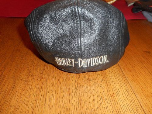 Men&#039;s vintage harley-davidson b&amp;s black leather ivy newsboy cap mint small