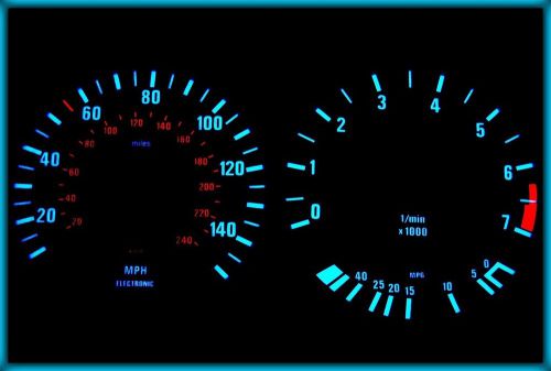 G221 bmw e30 82-94 us 140mph black/blue el plasma glow gauges cluster dials