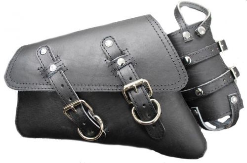 D leather black leather harley sportster nightster 883 left saddlebag + holder
