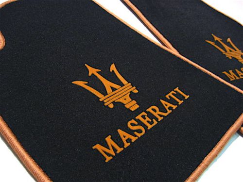 Bl./gold vel. floor mats for maserati spyder 4200 + cambiocorsa