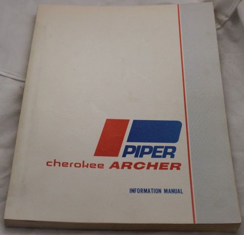 Piper archer manual with unusual publisher&#039;s overprint on every page no returns