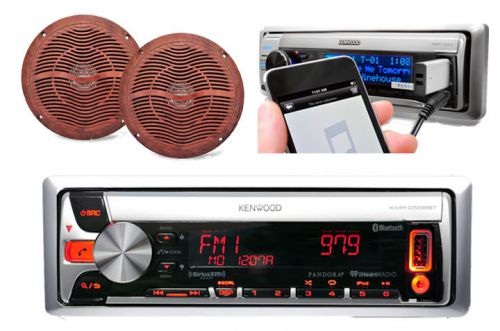 Kenwood new bluetooth cd aux iphone receiver radio, 2 wood grain look speakers