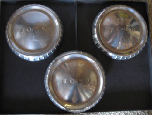 3 vintage ford automobile dog dish hubcaps car truck 9 1/2 inches