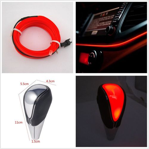 Touch activated vehicles gear shift shifter knob + red 2m cold atmosphere light