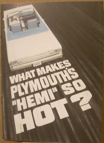 1966 plymouth 426 hemi info dealer sales folder brochure with engine cutaway