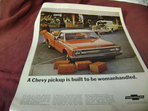 1969 chevrolet pickup truck magazine ad /poster  10.25x 13.5 &#034;