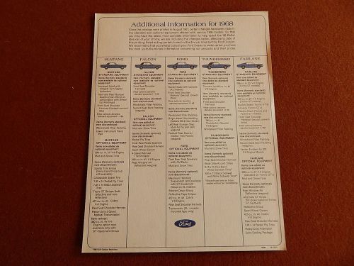 68 ford dealer showroom album catalog additional info revisions 1968 mustang