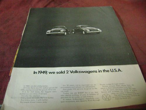 1969  vw bug ad. 10.25 x13&#034; magazine ad /poster 1949 bugs sold 2 in the usa.