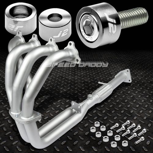 J2 for h23 bb2 ceramic exhaust manifold 4-2-1 header+silver washer cup bolts