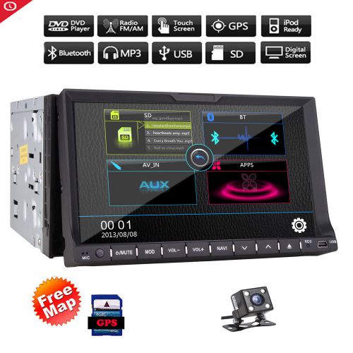 Car stereo double 2 din bluetooth navigation gps cd dvd receiver 7&#034; radio camera