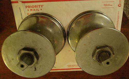 Vintage merriman bros. boston chrome over bronze large winches.  7&#034; diam.  pair.