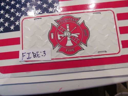 1863 1941 1943 2001 2015 fire license plate (1) &#034;volunteer fire&#034; b/y fire# 03