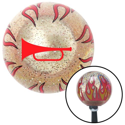 Red horn clear flame metal flake shift knob with m16 x 1.5 insertlever pull