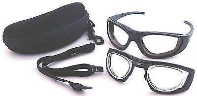 Reactive photochromatic motorcycle sunglasses &amp; case for prescription lens