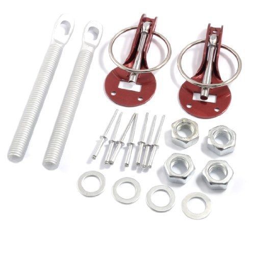 Uxcell? car universal aluminum red clasp hood pin lock kit