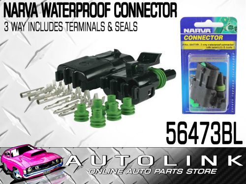 Narva waterproof connector 3 way 20 amp with seals &amp; terminals x1