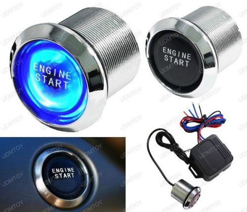 Led background light engine ignition push start button starter 12v switch blue