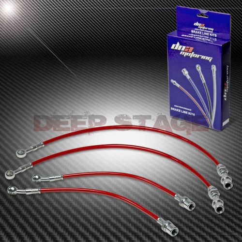 Stainless ss braided hose racing brake line 88-92 toyota corolla ae98 gts red