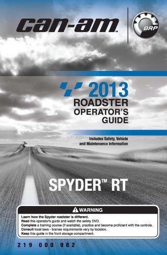 Can-am owners manual 2013 spyder rt