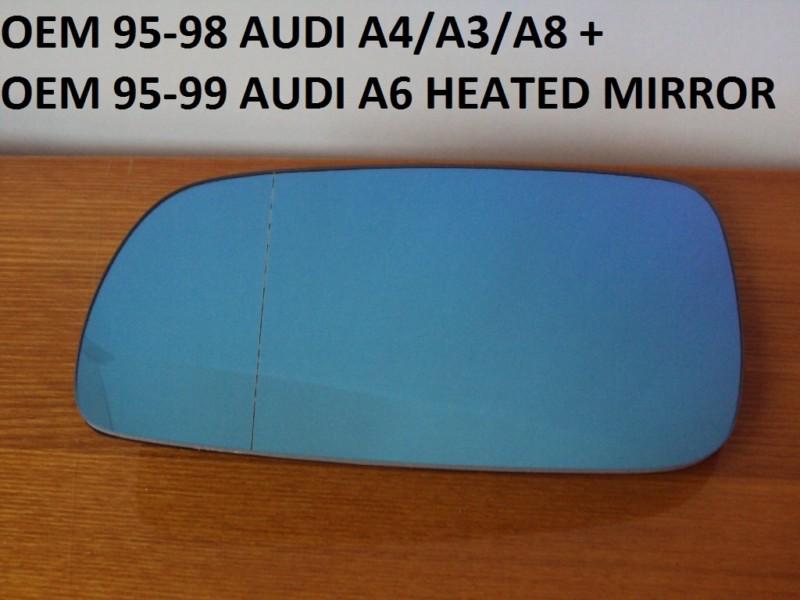 Oem 95-98 audi a4/a6/a8 b5/c4/c5/d2 heated wing mirror glass lh/left/driver side