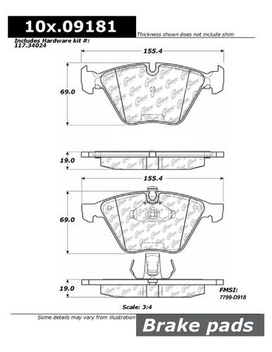 Centric 104.09181 brake pad or shoe, front