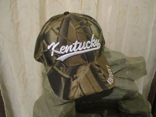 Kentucky baseball cap -adj. velcro strap -camo green  80% acrylic 20% cotton