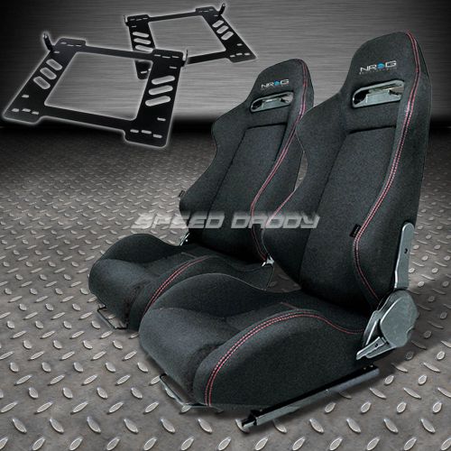 Pair nrg type-r style black cloth racing seat+bracket for 07-14 wrangler 4-dr