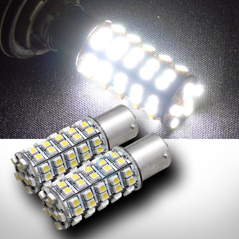 2pc white 1156 ba15s 68x smd led back-up/reverse light lamp bulbs 89 97 s25 p21w