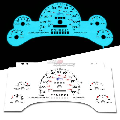 Indiglo glow gauge+harness dash face for 95-97 chevy s10 blazer jimmy no tach