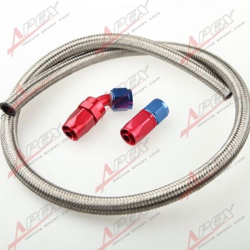 Stainless steel braided an-8 8an fuel gas line hose 1m + swivel hose end fitting