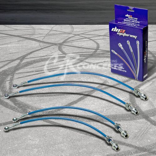 High performance stainless steel braided brake line 98-02 mazda 626 fs/kl blue