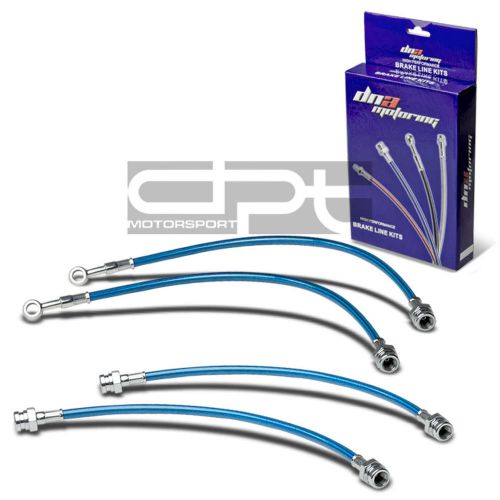 4pc f+r stainless steel hose brake line 86-91 mazda rx-7/rx7 fc3s s4-s5 blue