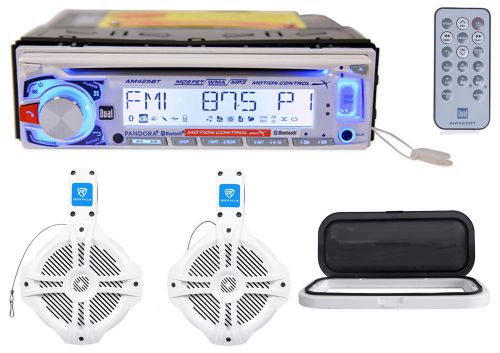 Dual am425bt marine cd player/receiver+splash guard+(2) 6.5&#034; wakeboard speakers