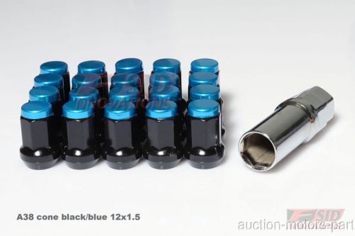 Black-blue top 7 heptagon 20pc lock+1 key close end wheel nut 12x1.5 mazda a38 b