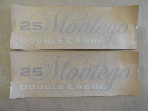 25 montego decal pair (2) grey italic silver &amp; white 9 1/4&#034; x 3 1/4&#034; marine boat