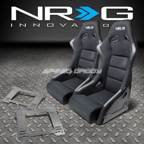 Nrg fiberglass bucket racing seats+t304 steel mount bracket for mk3 vw golf/gti