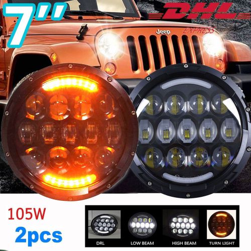 Osram 2x 7&#034; 105w led philips headlight hi low beam drl 97-16 jeep wrangler jk tj