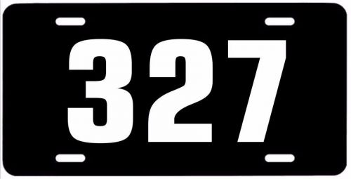 327 metal license plate, wht, engine size motor chevy nova camaro ss small block