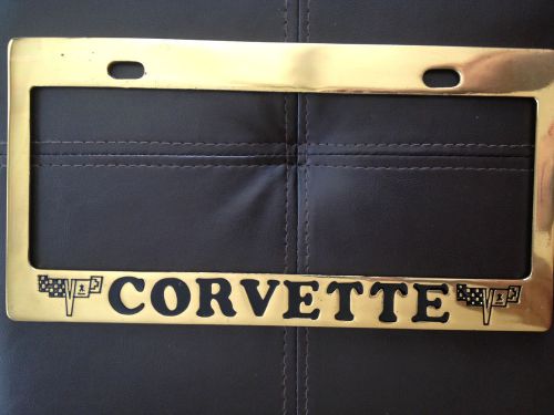 Corvette brass license plate frame late 80&#039;s early 90&#039;s. excellent condition.