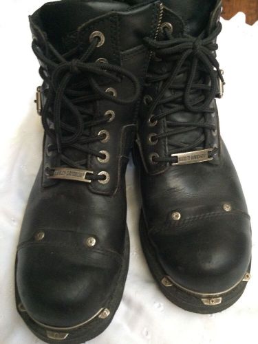 Harley davidson mens black motorcycle biker boots sz 11.5 zipper buckle