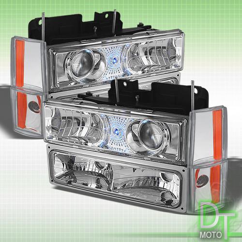 88-93 silverado suburban sierra clear projector headlights+corner+bumper 8pc set