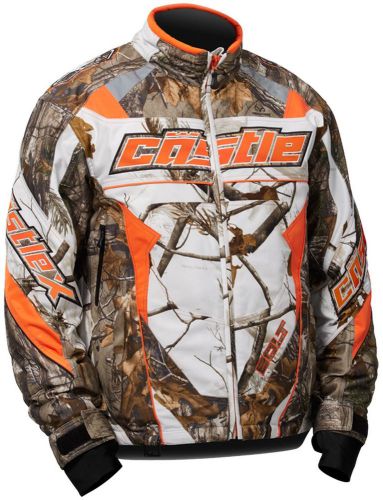 Castle x racewear bolt realtree g3/g4 mens snowmobile jacket snow orange