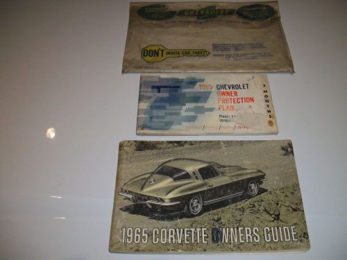 1965 corvette original owner&#039;s manual, impala pop- protect-o-plate &amp; chevy bag
